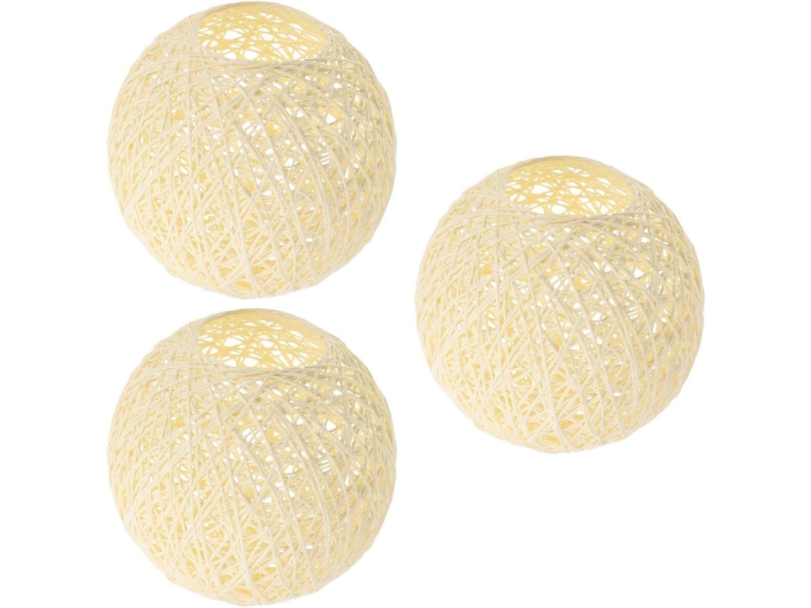 Conjunto De 3 Elegantes Abajures De Vime Em Formato De Bola Para Luminárias Pendentes E Iluminação Decorativa.