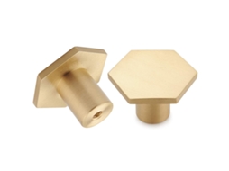 Lote De 10 Puxadores Hexagonais 34x20mm Latão Escovado Dourado Para Móveis,guarda Roupas,cozinha E Banheiro Btforus