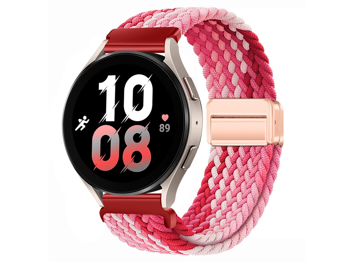 Pulseira Esportiva em Nylon Elástico e Respirável Trançado com Data Magnética, 18mm, Degradê Vermelho