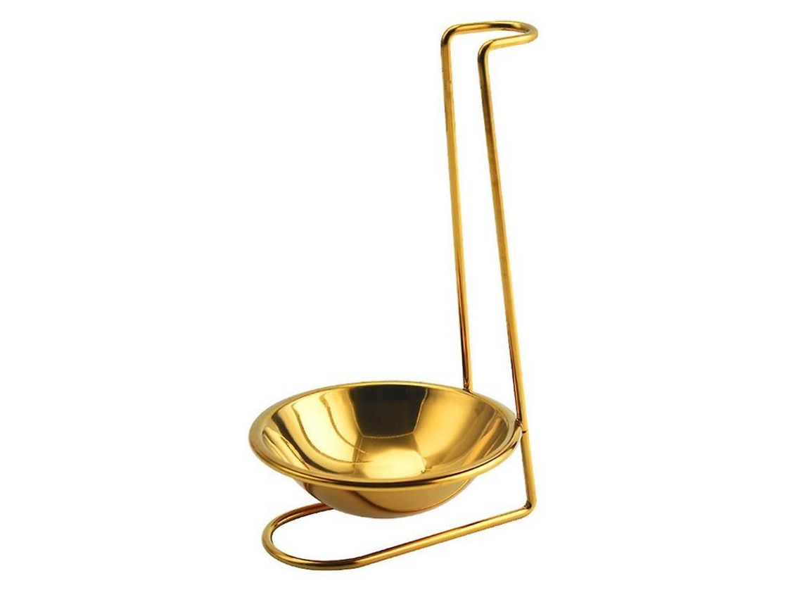 Suporte Para Colher De Sopa De Aço Inoxidável Dourado Com Prato Anti-gotejamento Para Cozinha E Restaurante