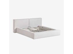 Sklum Cama Com Baú Articulado Estofada Lunari Poliéster                       Chenille Branco Quebrado        200 X 200 Cm