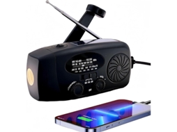 Rádio Solar, Rádio Am/fm Noaa Com Manivela, Lanterna Autoalimentada Com Alarme Sos, 2000 Mah Yizhood (preto)