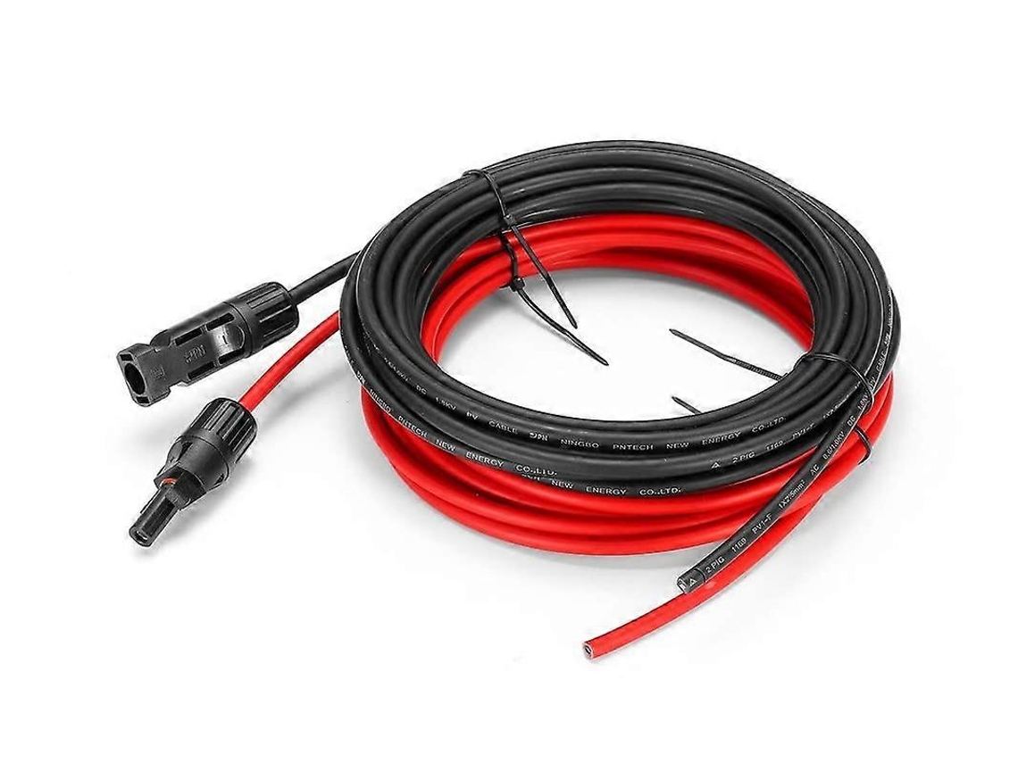 Cabo de extensão para painel solar, 5m, 12 AWG, conectores MC4, vermelho e preto | S/MARCA