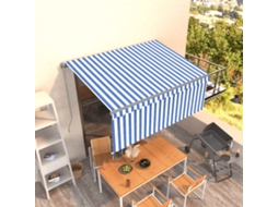 Vidaxl Toldo Retrátil Manual Com Estore 3,5x2,5 M Azul E Branco