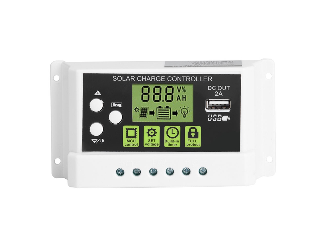 Regulador de Carga Solar Pwm com LCD e USB 12v 24v 10a com S/MARCA