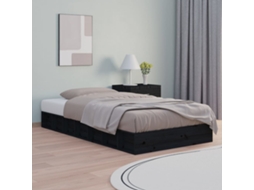 Estrutura Cama Pequena Solteiro 75x190 Cm Madeira Maciça Preto