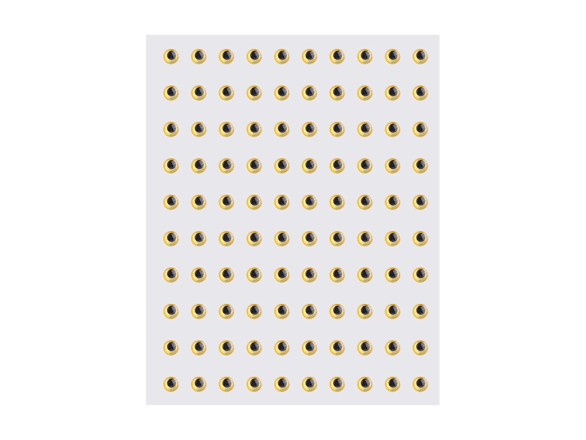 Olhos 3d Epóxi Adesivos para Iscas de Pesca Ouro 3mm 100pcs