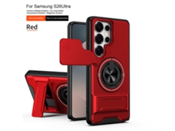 Capa Samsung Com Janela Deslizante E Suporte Duplo.capa Vermelha Samsung S25 Fe (orifício Grande)
