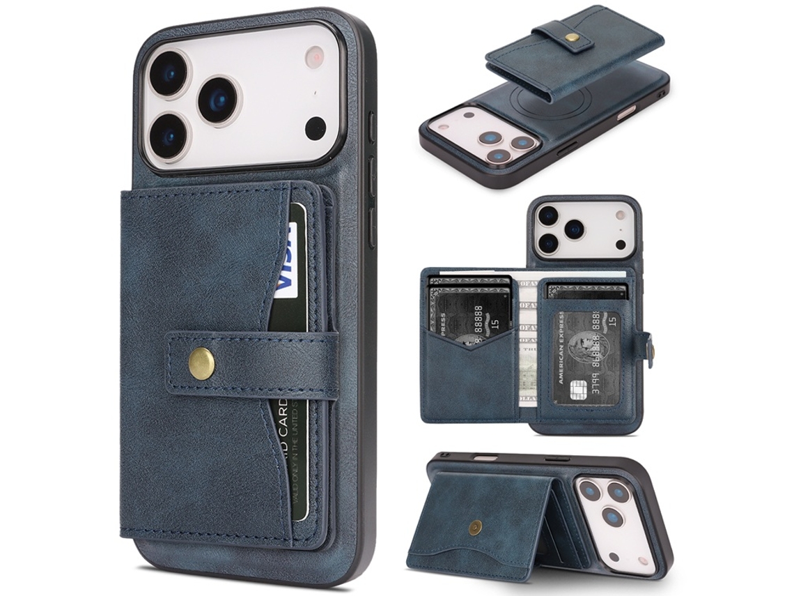 Capa Para Iphone 17 Pro Com Magsafe E Suporte De Cartão Destacável.