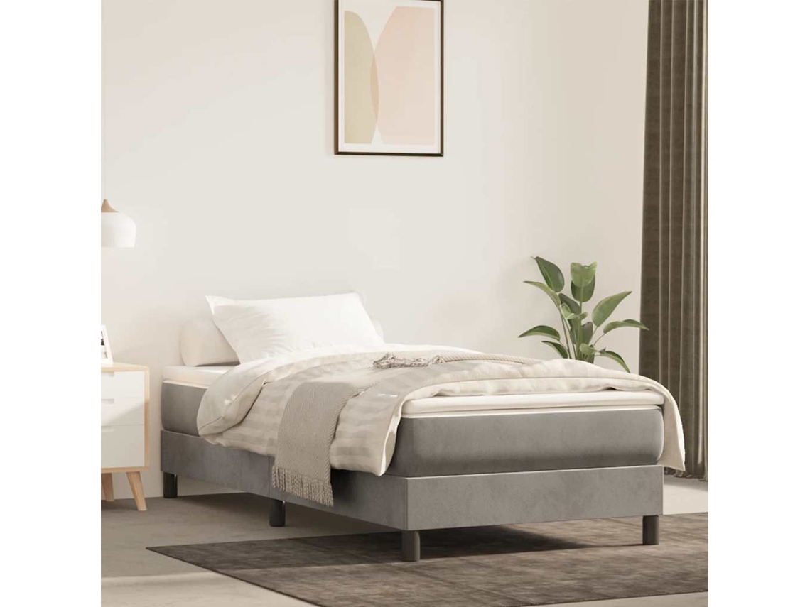 Vidaxl Colchão De Molas Ensacadas Firmeza Média 100x220x20 Cm Veludo Cinza-claro