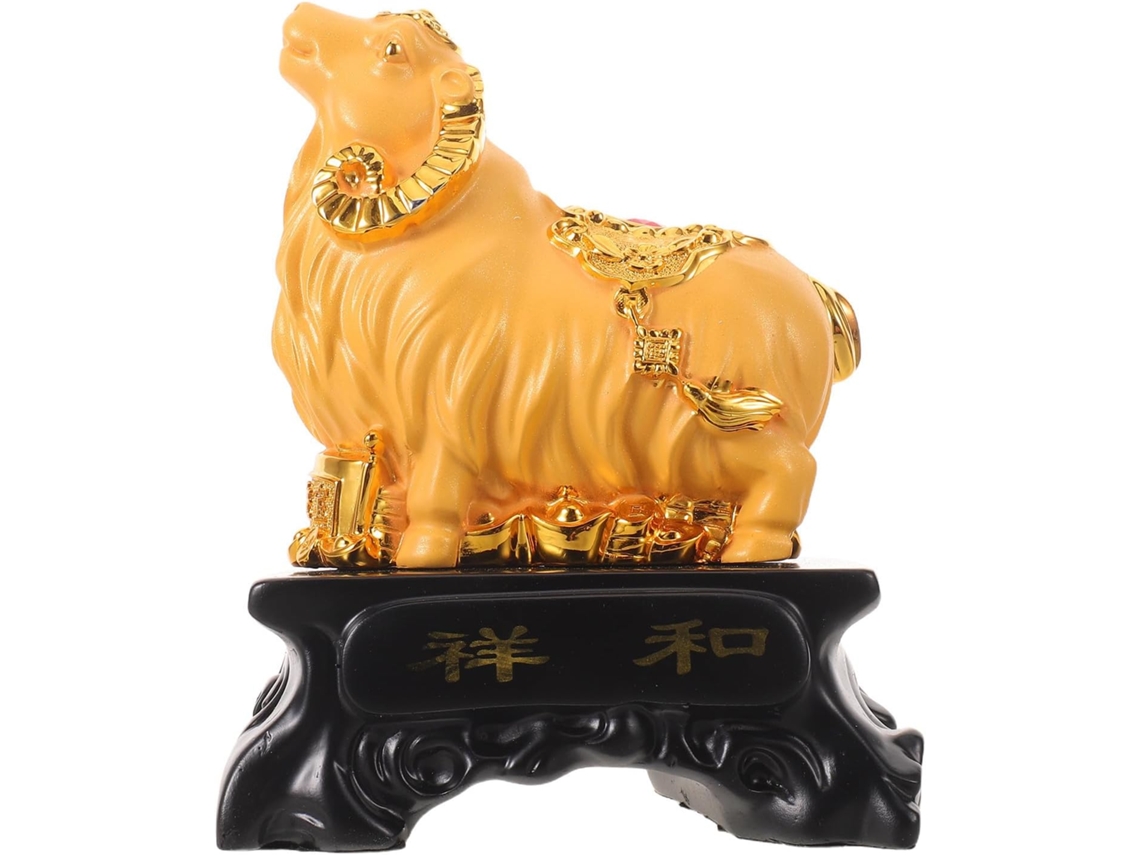 Estátua De Cabra Dourada De 18 Cm (7 Polegadas) Do Zodíaco Em Decoração Feng Shui