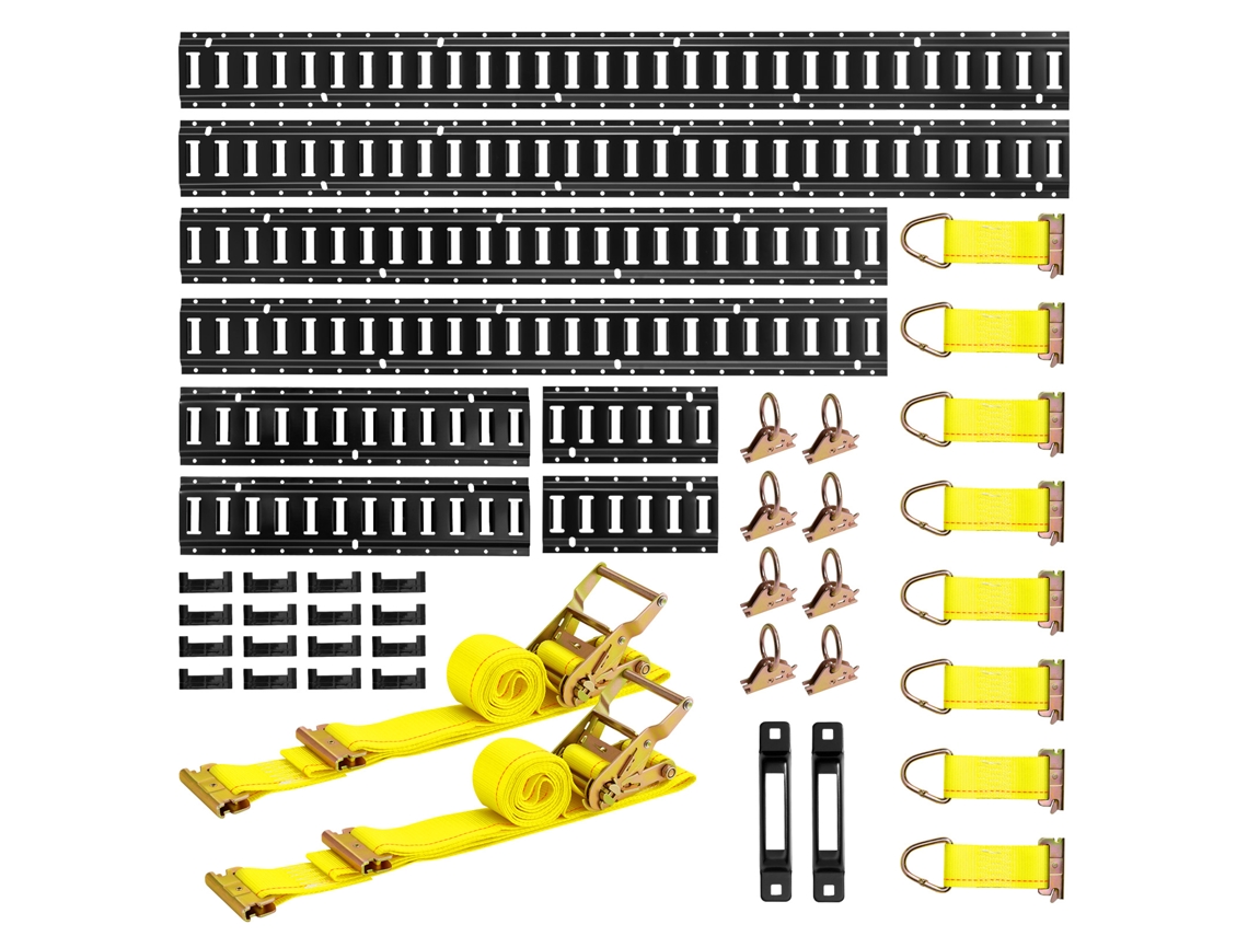 Conjunto De 8 Trilhos De Fixação E Track De 1,5/1,2/0,6/0,3 M 36 Acessórios Vevor