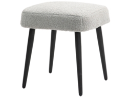 Banco Apoio para os Pés BTFORUS, assento acolchoado, visual cashmere, pernas de aço, 42x42x44cm, cinza claro