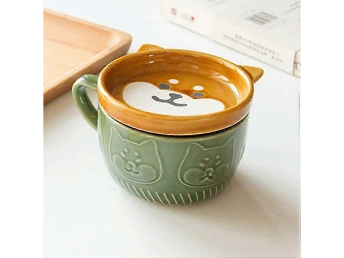 Caneca De Cerâmica Shiba Inu Com Pires, Caneca Vintage Pintada À Mão Com Desenho De Animal, Ideal Para Chá Ou Leite, 250ml