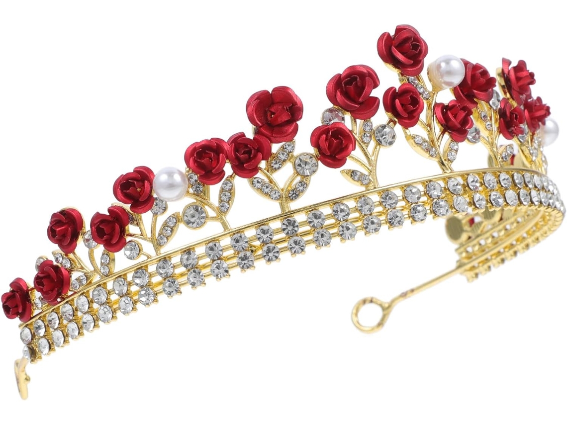 Coroa De Noiva Ciieeo, Elegante Acessório De Cabelo Vermelho Para Casamento Em Liga Metálica Leve, Design Criativo.