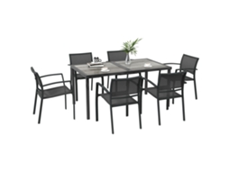 Conjunto Mesa E 6 Cadeiras Para Jardim Cinza