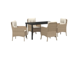 Maison Exclusive - Conjunto De Jantar Para Jardim Com Almofada 5 Pcs Bege Vime Pe