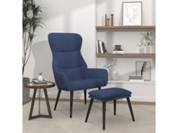 Vidaxl Cadeira De Descanso Com Banco Tecido Azul