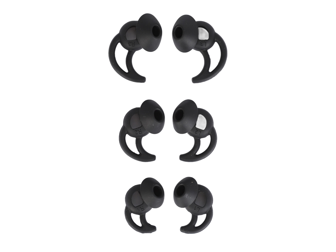 3 jogos de almofadas de silicone confortáveis com cancelamento de ruído para auriculares esportivos (tamanhos S, M, L, preto) | LOGITECH