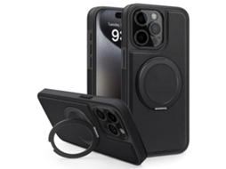 Suporte Casa Para Iphone 14 Pro Pele Sintética Magnética Preto