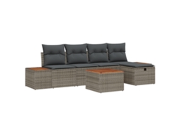 Conjunto 6 Móveis Para Exterior Vidaxl Cinzento Vime Pe (55 X 62 X 69 Cm)