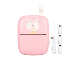 Impressora térmica de bolso Slowmoose com 3 rolos de papel, notas, etiquetadora, mini impressora fotográfica com bateria integrada, rosa