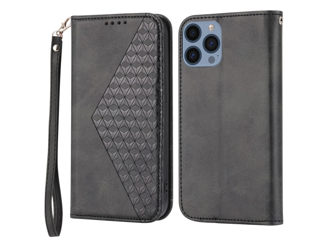 Capa Para Iphone 15 Pro Max Pele Sintética Preto