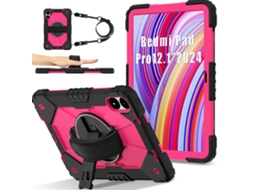Lurelia Capa Para Redmi Pad 2 De 11 Polegadas (2025) Nas Cores Preto E Rosa, Silicone, Proteção Contra Quedas, Suporte Integrado