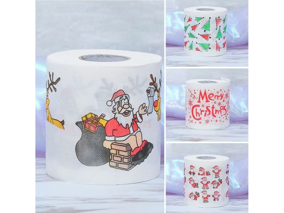 Rolo de Papel Higiênico de Natal Casa Papai Noel Rolo de Banho Papel Higiênico Suprimentos de Natal Decoração de Natal Rolo de Lenço 10*10Cm Decoração