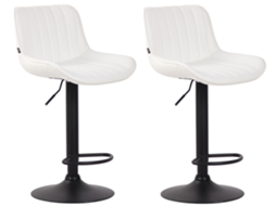 Conjunto de 2 bancos de bar Lentini em imitação de pele branco/preto CLP