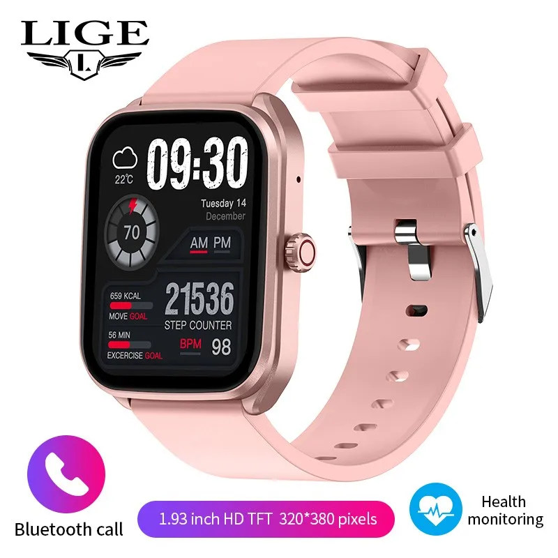 Smartwatch Gps Rosa De Silicone Para Atividades Ao Ar Livre, Esportes, Chamadas Bluetooth E Monitoramento De Atividades Físicas.