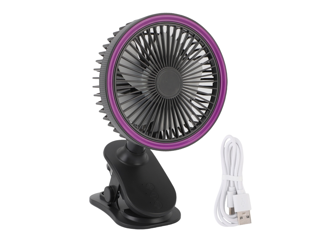 Laxiscreed Ventilador Clip-on Silencioso E Ajustável 360° Portátil Mini Usb Recarregável Em Cinza Escuro