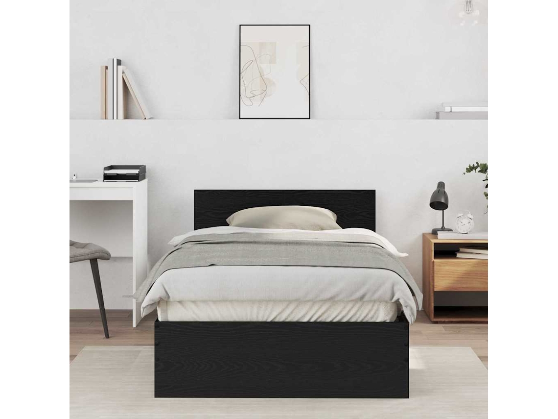 Vidaxl Estrutura Da Cama Carvalho Preto 203 X 104 X 70 Cm