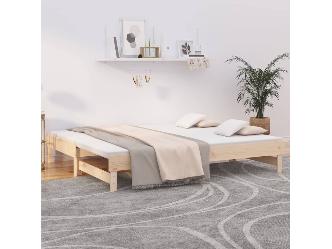 Sofá cama extraíble de 2 plazas (80x200) cm de madera maciza de pino