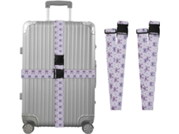 Conjunto De 2 Alças Para Bagagem Com Estampa Aquarela E Laço Roxo, Ideais Para Malas De Viagem Acessórios Bagagem
