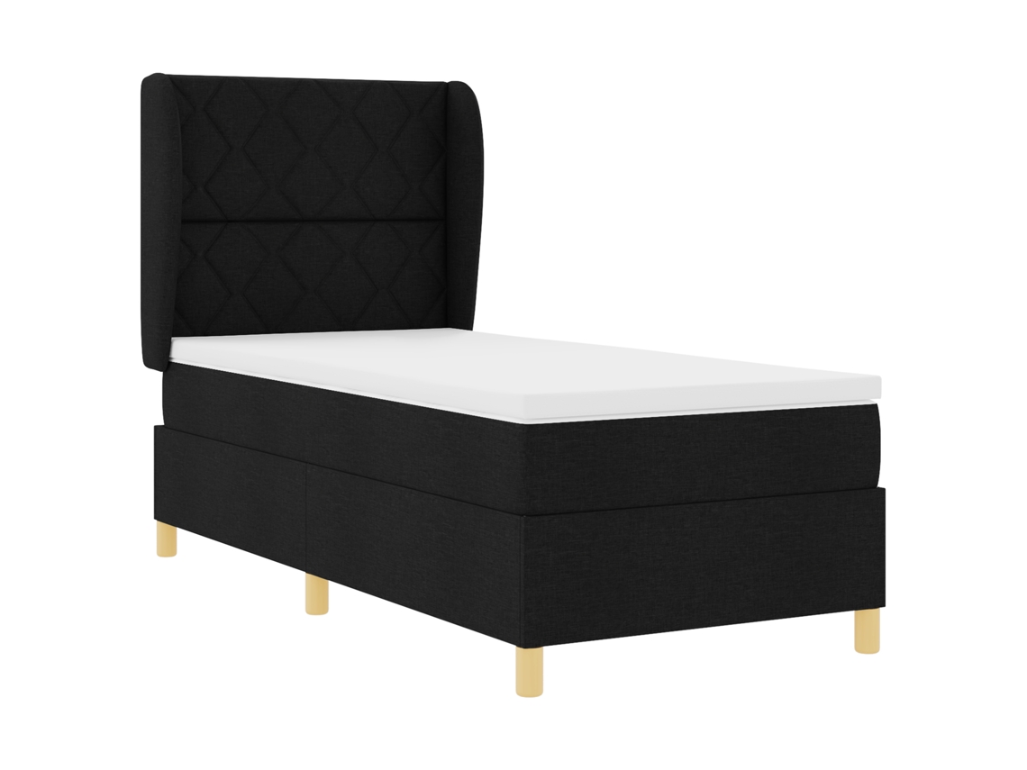 Conjunto 1 Cama Box Vidaxl Preto Tecido (200 X 100 Cm)
