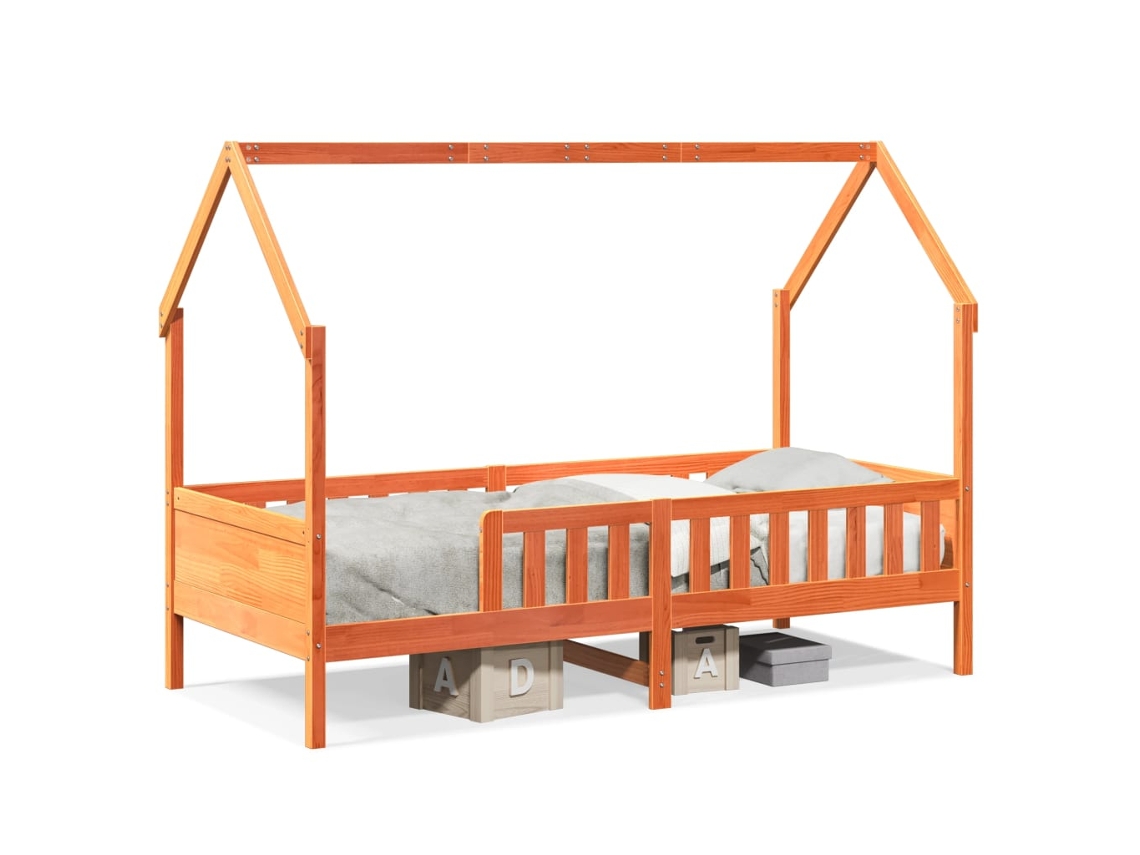 Cama Infantil Formato Casa Pinho Maciço Castanho mel MAISON EXCLUSIVE (80x200 cm)