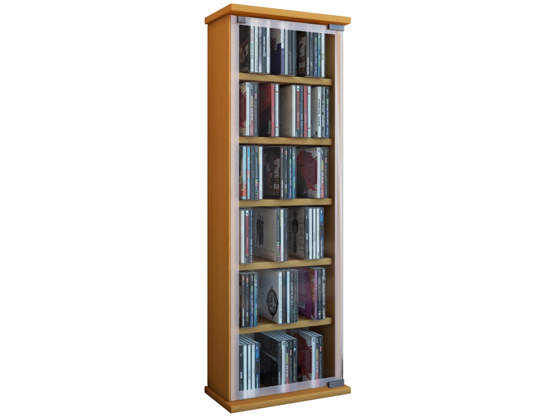 Prateleira De Madeira Para Cd Dvd Porta De Vidro Clássica Vcm