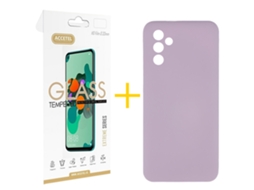 Pack 1 x Película de Vidro Temperado 2.5D + Capa ACCETEL Samsung Galaxy A26 5G Silicone Líquido Roxo