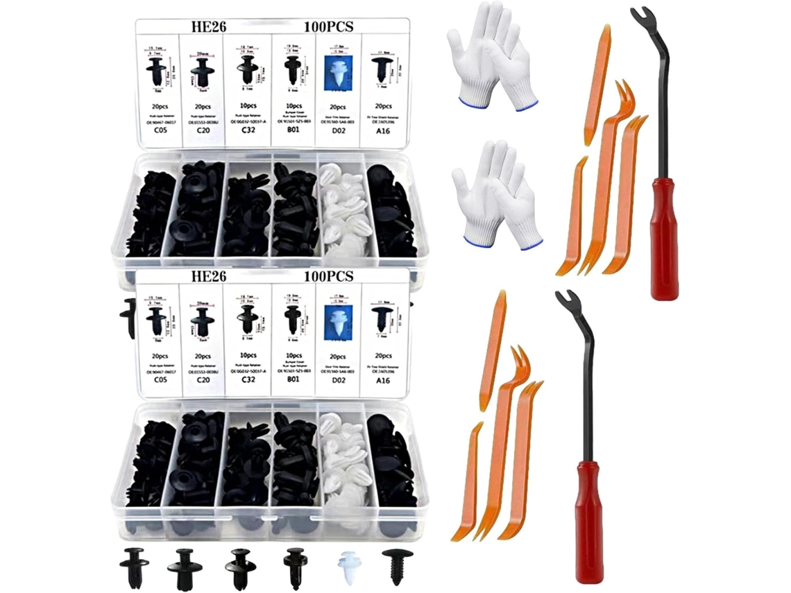Conjunto De 100-presilhas Fixação Automotiva Universais Fixadores Plástico Duráveis Para Painéis Portas E Lamas Com