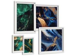 Quadros Decorativos Para Parede Flores, Fundo Claro, Abstrações Moldura Branca Fotos Para O Escritório Espelharte (conjunto De 5 Imagens)