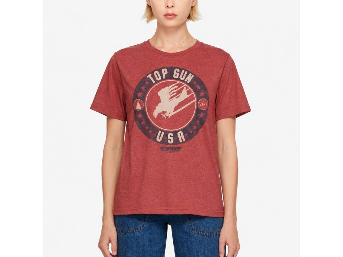 Rockinstone Top Gun Movie T Bird Usa Heather Red Adult T-shirt Size:m