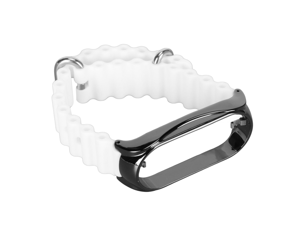 Pulseira De Silicone E Protetor Bumper Para Mi Band 7 Cor Branca