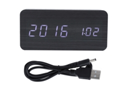Reloj Despertador Digital Led De Madera Con Controle De Voz, Reloj Eletrônico Retangular De Mesa Con Temperatura, Fecha Y Lámpara Blanca.