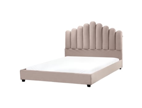 Cama Beliani Vincennes De Terciopelo Beige 165x213x124