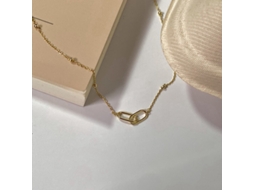 Colar com Alfinete Cruzado em Prata Pura S925, Estilo Minimalista MDUG (dourado)