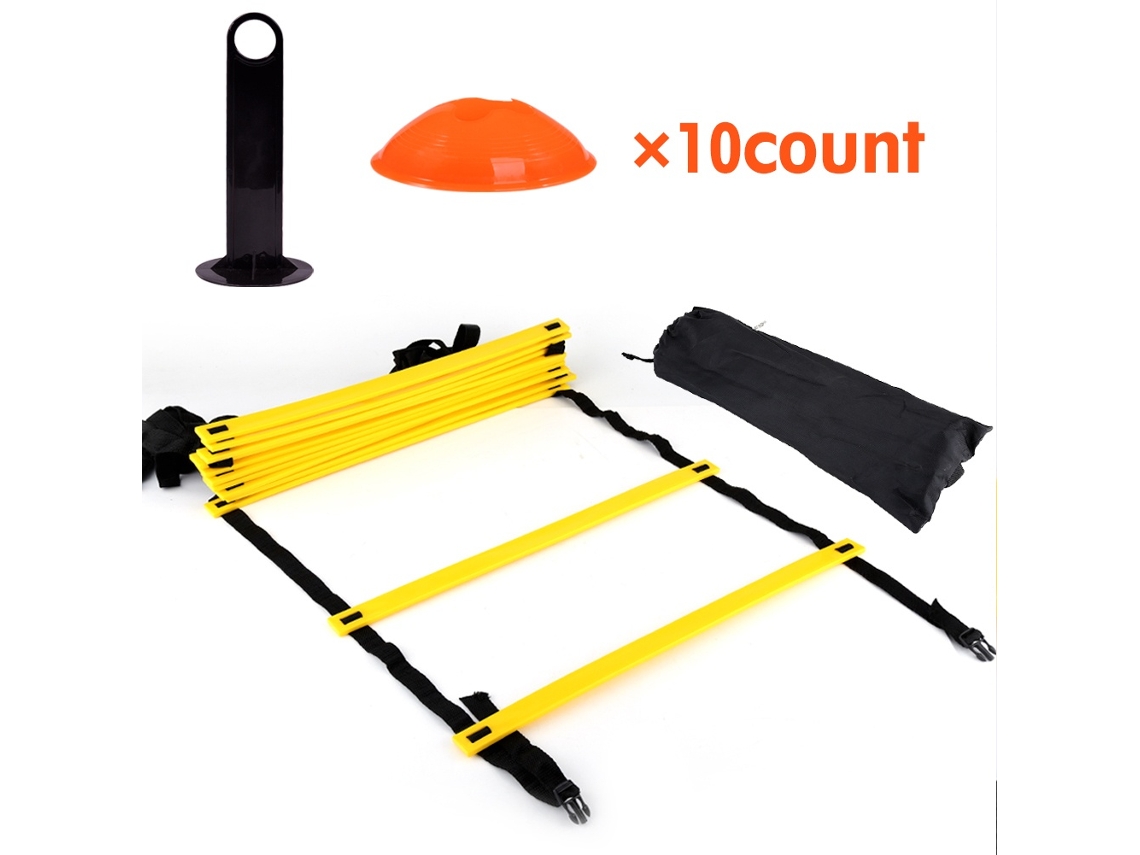 Lurelia Cones Treino Kit De Escada De Treinamento De Agilidade De Velocidade Com 12 Bastões Planos Ajustáveis E 10 Cones Para (laranja Amarelo)