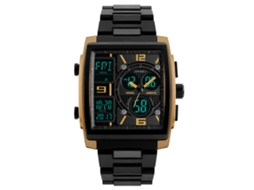 Relógio masculino moderno, resistente, luminoso, à prova d'água até 50 metros, relógio eletrônico de quartzo, dourado.