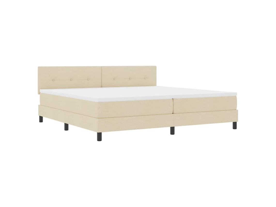 Maison Exclusive - Cama Box Com Fitas Led Com Cabeceira Creme 200 X 200 Cm Tecido