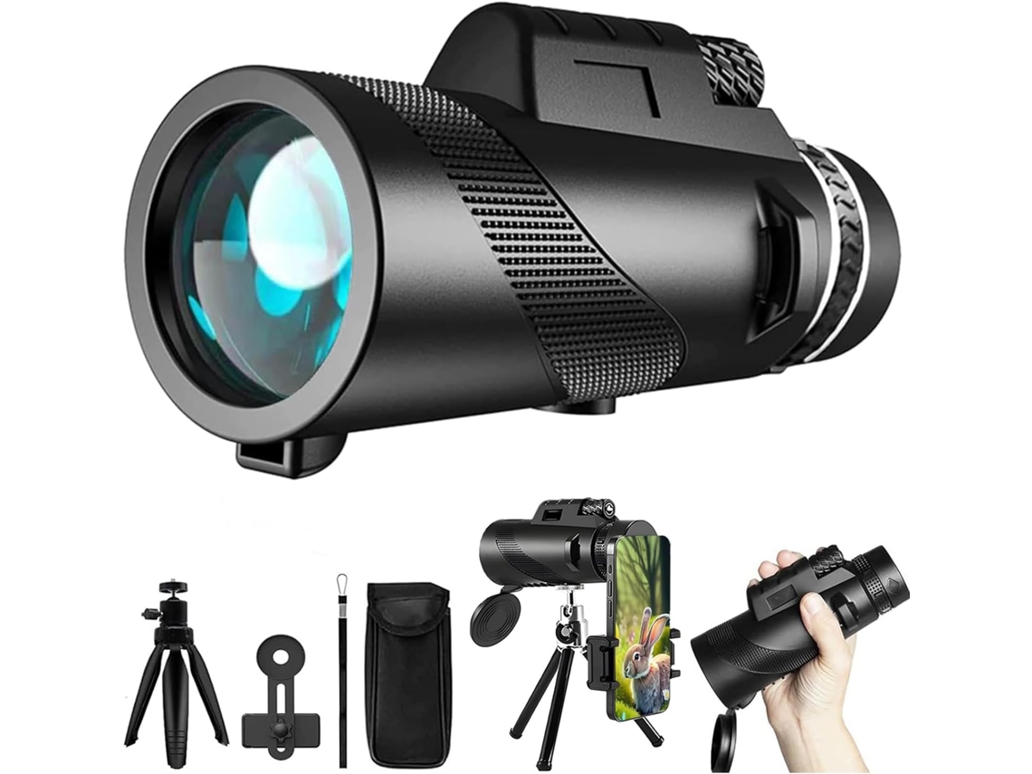 Telescópio Monocular 80x100, Modelo Mais Recente de 2025, com Tripé e Adaptador para Smartphone. Monocular de Alta Potência Adultos BRILVIBERA
